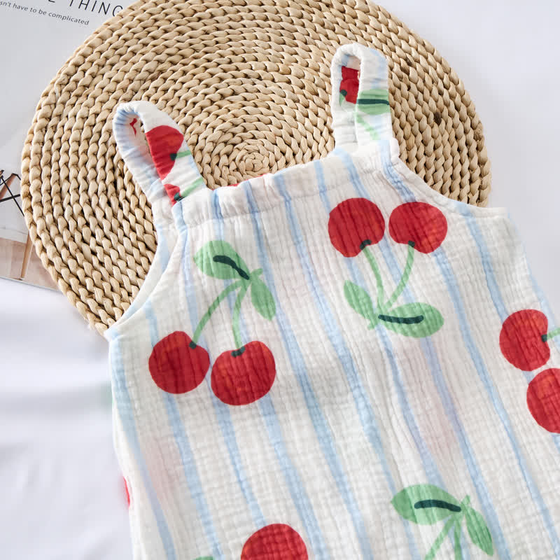 Baby Kirsche Strampler mit Blau Streifen und Strampler Hut - image 4