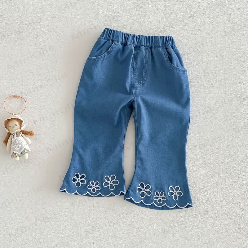 Tanktop oder Hose mit Blumen und Spitze für Kleinkind-Mädchen - Blau - 4-5J - image 3