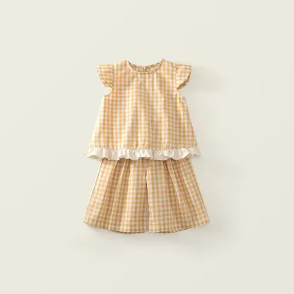 Set aus Gingham Rüschen Tanktop und Hose für Kleinkind-Mädchen - Gelb - 8-9J - image 3