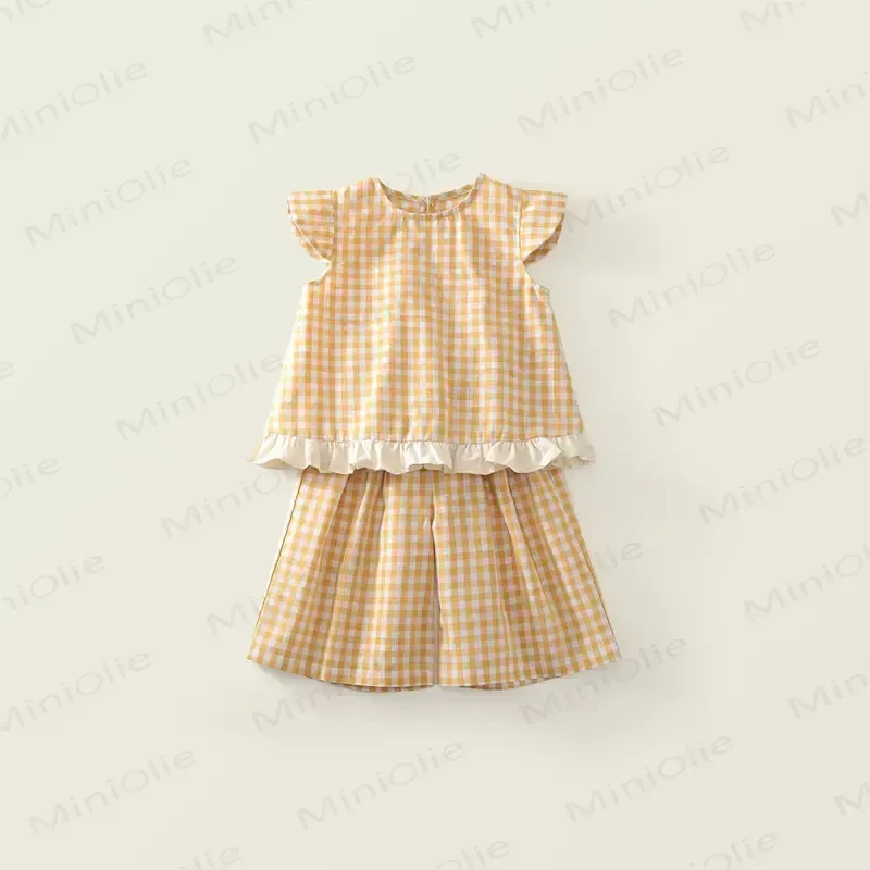 Set aus Gingham Rüschen Tanktop und Hose für Kleinkind-Mädchen - Gelb - 8-9J - image 3