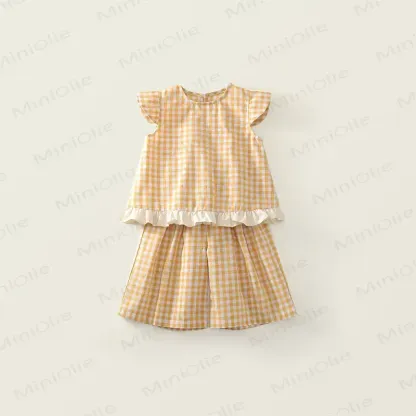 Set aus Gingham Rüschen Tanktop und Hose für Kleinkind-Mädchen - Gelb - 8-9J - image 3