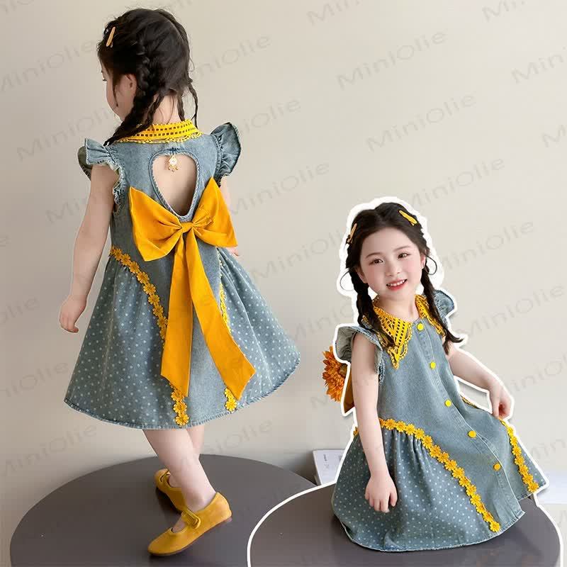 Ärmelloses Kleid für Kleinkind-Mädchen mit Schleife, Schleife und Blumen - image 1