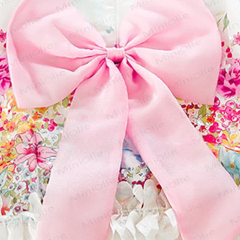 Ärmelloses Kleid für Kleinkind-Mädchen mit Perlenbesatz, Blumen und Schleife, ärmellos - image 4