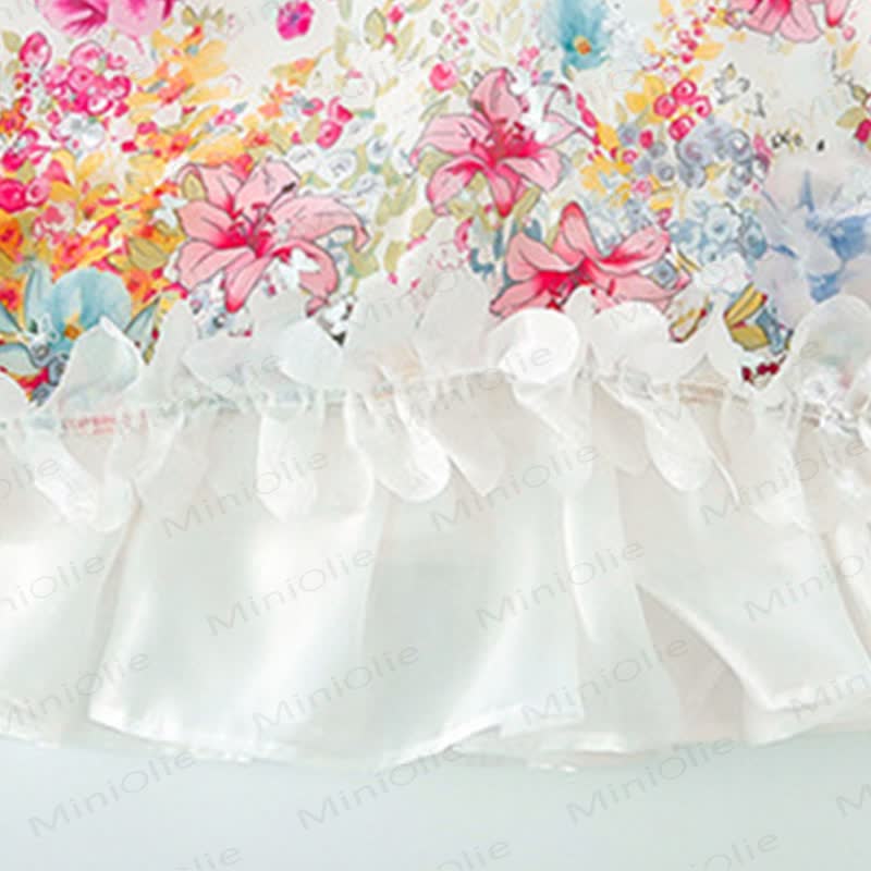 Ärmelloses Kleid für Kleinkind-Mädchen mit Perlenbesatz, Blumen und Schleife, ärmellos - image 5