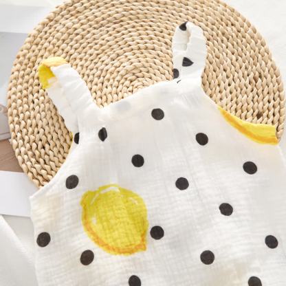 Baby Strampler mit Zitronen- und Punktmuster Hut - image 4