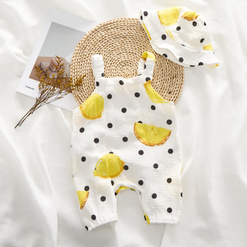 Baby Strampler mit Zitronen- und Punktmuster Hut - image 3