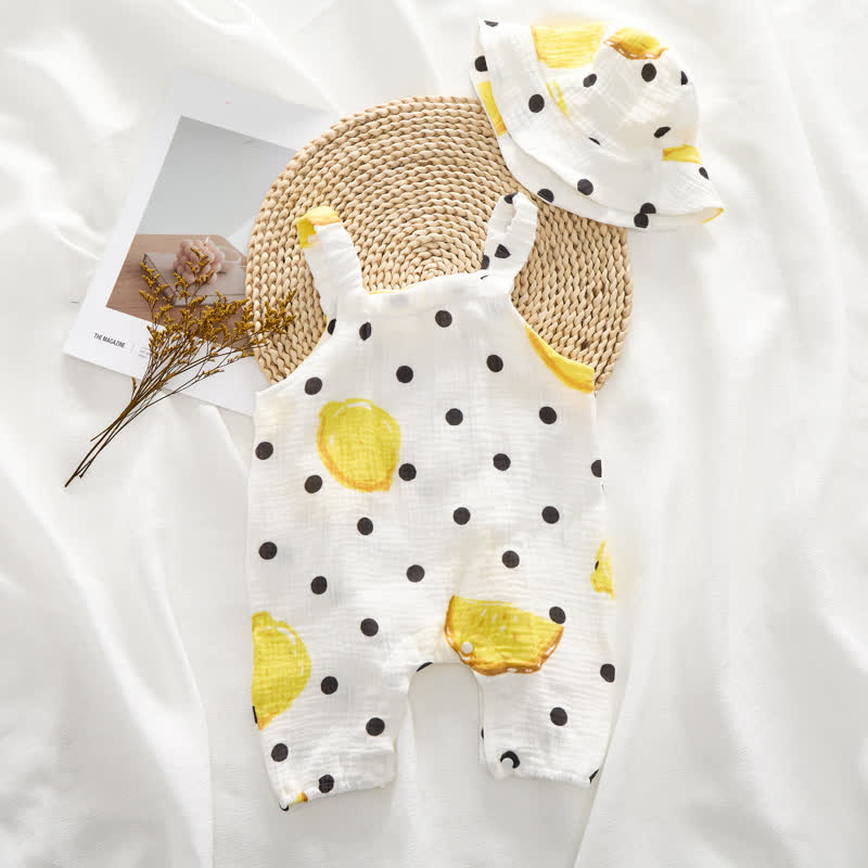 Baby Strampler mit Zitronen- und Punktmuster Hut - image 2