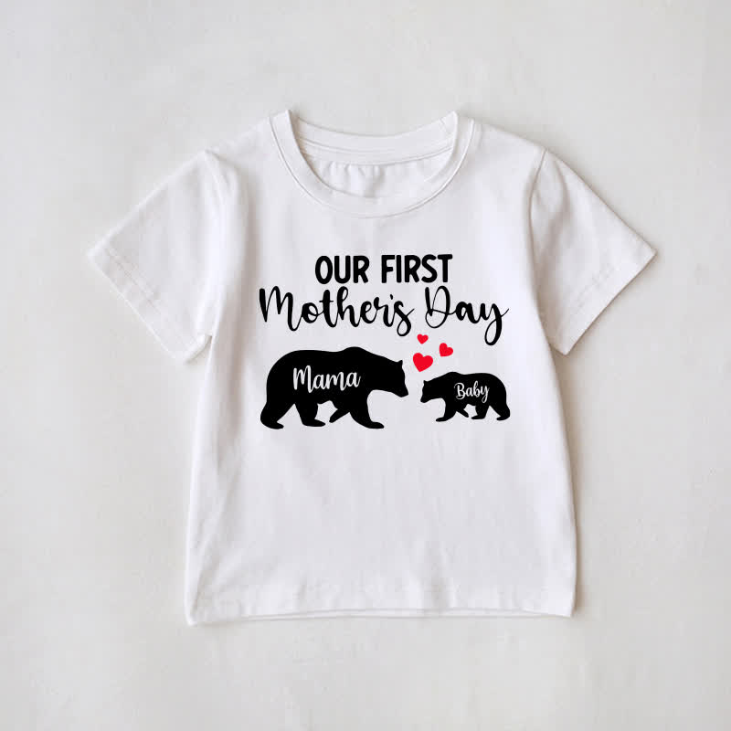 OUR FIRST MOTHER'S DAY Familie -T-Shirt mit Elefantenmotiv – MAMA & BABY - Weiß - Baby T-Shirt: 3-5J - image 2