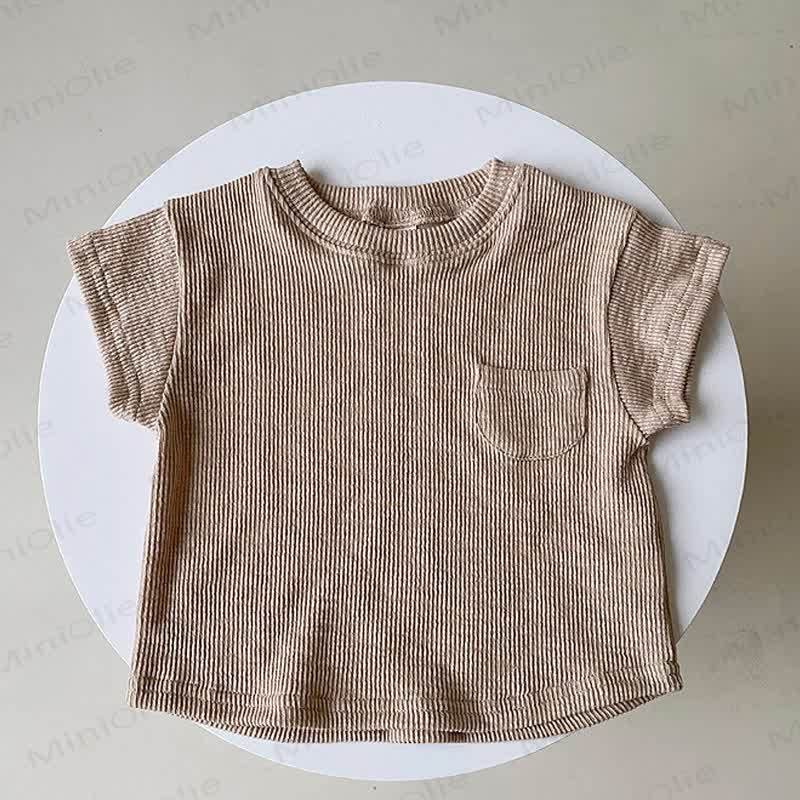 Baby Shorts oder T-Stück , Einfarbig , Gerippt - Braunes T-Stück - 2-3J - image 5