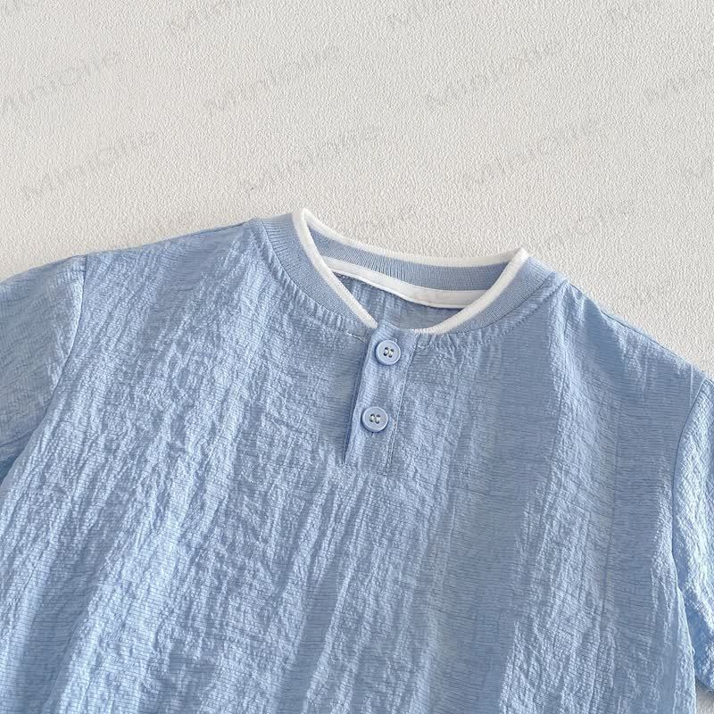 Atmungsaktives Baby Set aus T-Stück und Shorts in Einfarbig - image 4
