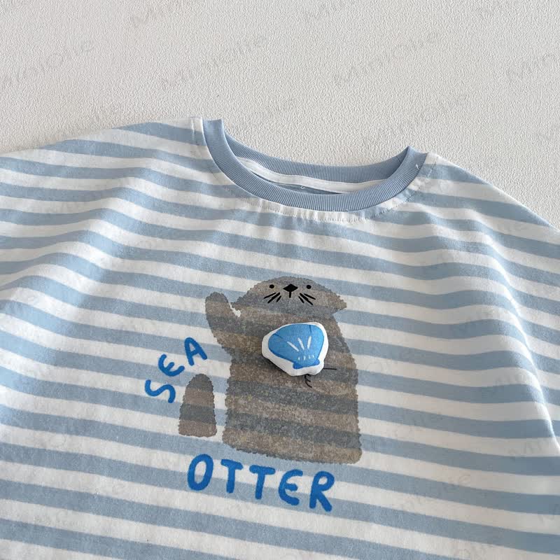 Baby Kleinkind Baumwoll-T-Shirt mit Streifen oder Einfarbig Shorts - image 8