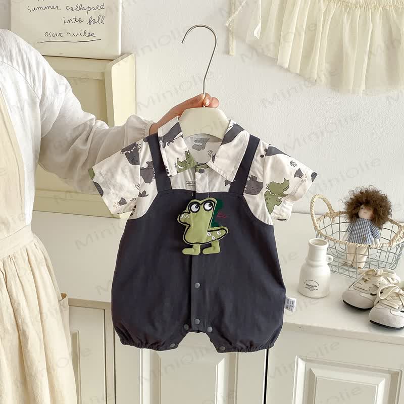 Baby Jungen- Strampler mit Dinosaurier -Print - Schwarz - 10-15M - image 1