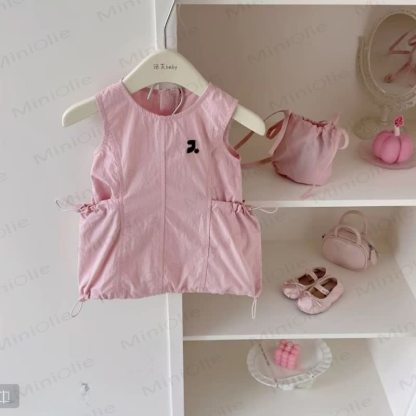 Baumwoll- Kleid, einfarbig Rosa, für Kleinkind-Mädchen - Rosa - 6-7J - image 1