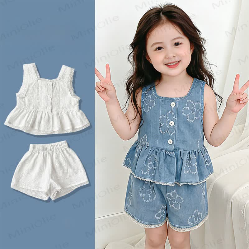 Set aus Blumen Tanktop und Shorts für Baby und Kleinkind-Mädchen - image 1
