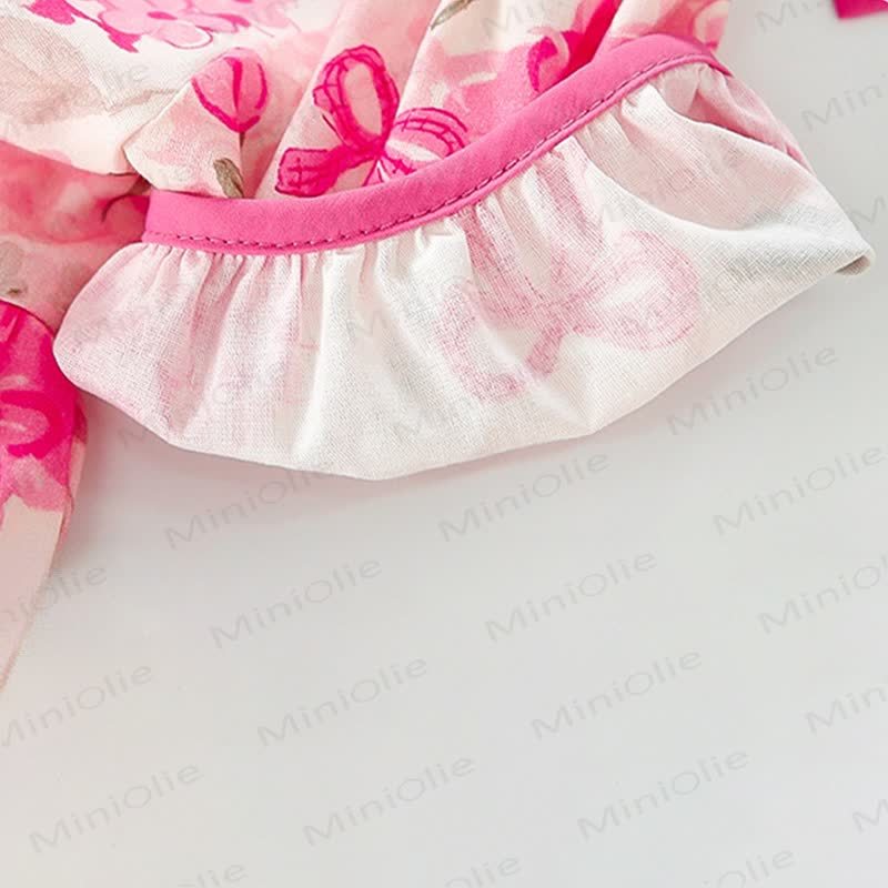 Kleinkind-Mädchen Kleid Rosa mit Blumenmuster und Puffärmeln - image 9