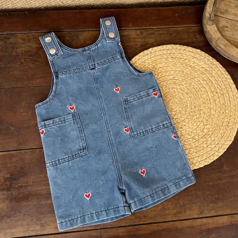 Baby Strampler aus Denim mit Herz - Blau - 3-4J - image 2