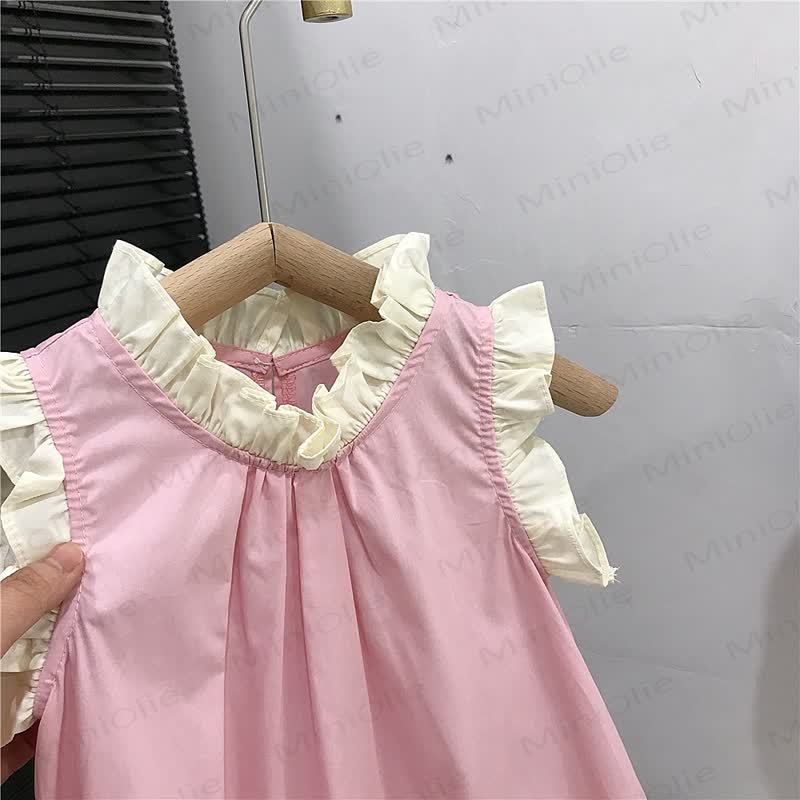 Ärmelloses Kleid für Kleinkind-Mädchen, einfarbig, aus Einfarbig, aus Baumwolle, Tüll - image 5