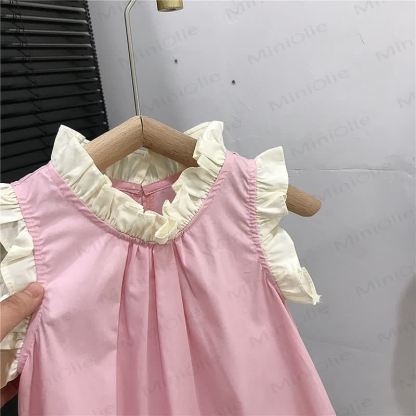 Ärmelloses Kleid für Kleinkind-Mädchen, einfarbig, aus Einfarbig, aus Baumwolle, Tüll - image 5