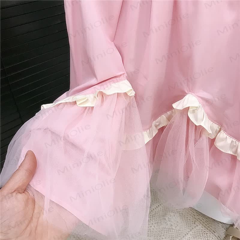 Ärmelloses Kleid für Kleinkind-Mädchen, einfarbig, aus Einfarbig, aus Baumwolle, Tüll - image 6