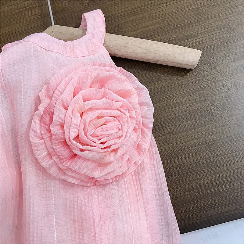 Kleinkind-Mädchen Kleid aus Rosa Tüll mit Blume für Kleinkinder - image 5