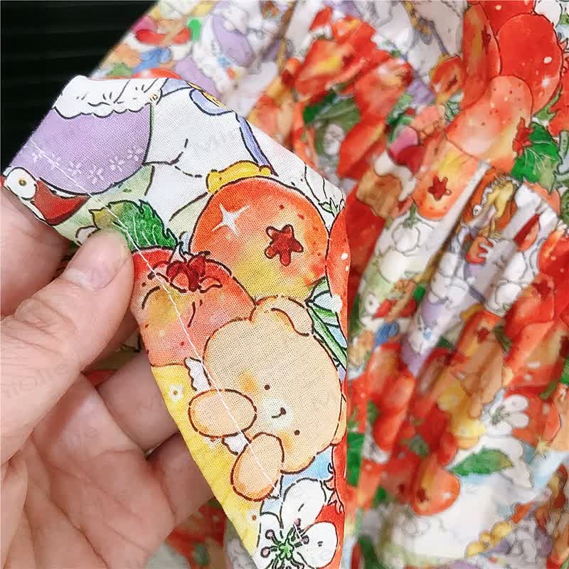 Kleid für Kleinkind-Mädchen, orangefarben bedruckt, mit Puffärmeln - image 6