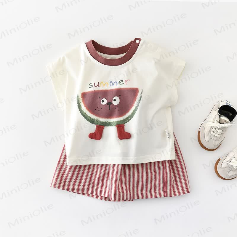 Baby Kleinkind Tanktop oder Plaid Shorts mit Wassermelonenmuster aus Baumwolle. - image 3