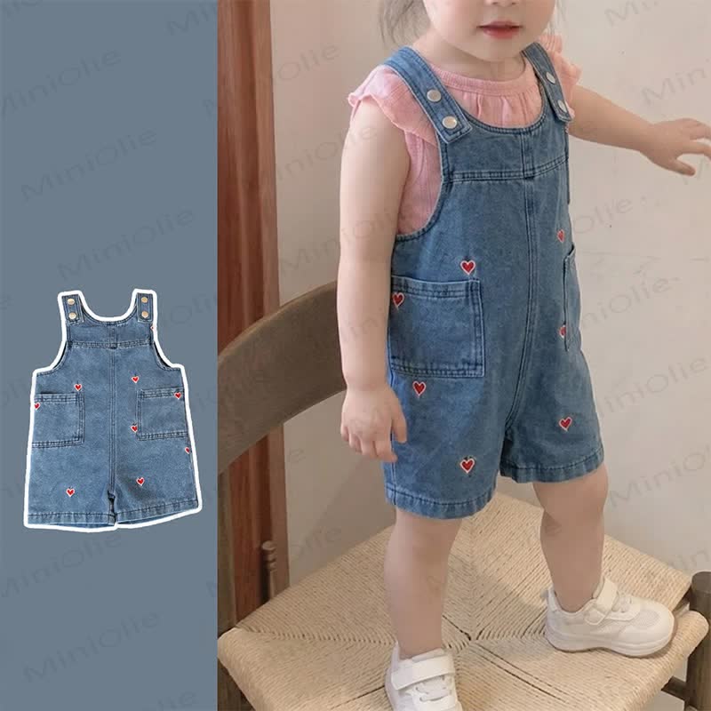 Baby Strampler aus Denim mit Herz - image 1