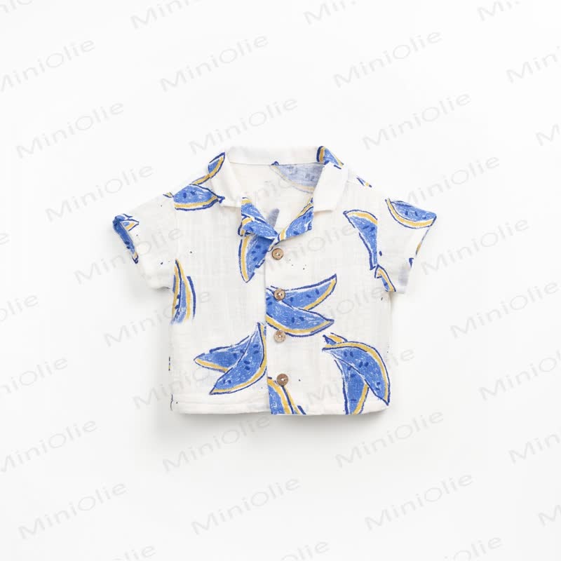 Set aus Hemd und Shorts für Baby und Kleinkind-Jungen) aus Baumwolle , Blau Streifen oder mit Wassermelonenmuster, passend zum Set - image 8