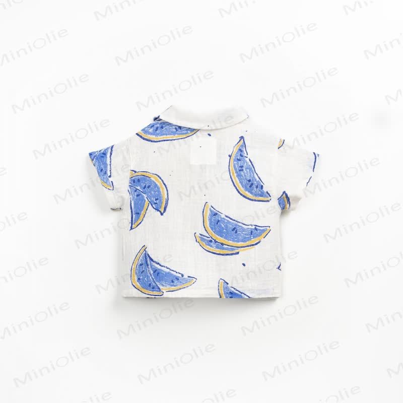 Set aus Hemd und Shorts für Baby und Kleinkind-Jungen) aus Baumwolle , Blau Streifen oder mit Wassermelonenmuster, passend zum Set - image 9