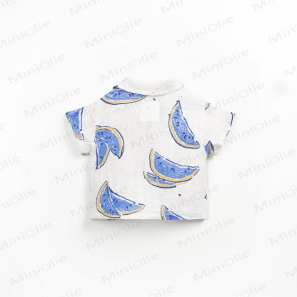Set aus Hemd und Shorts für Baby und Kleinkind-Jungen) aus Baumwolle , Blau Streifen oder mit Wassermelonenmuster, passend zum Set - image 9