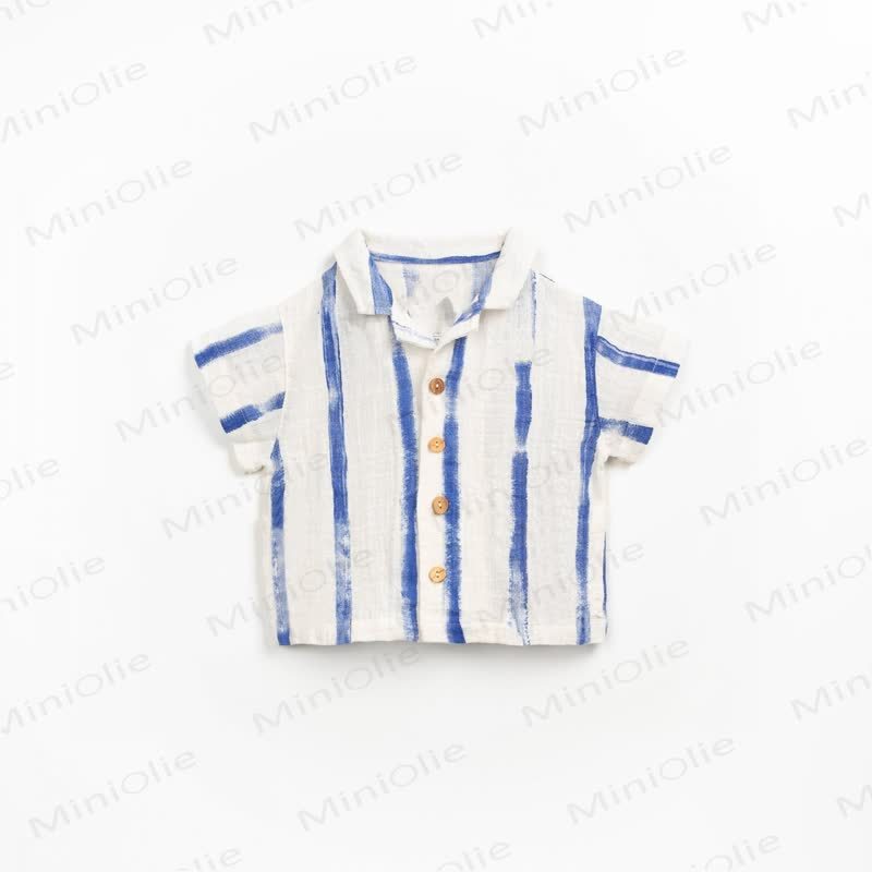 Set aus Hemd und Shorts für Baby und Kleinkind-Jungen) aus Baumwolle , Blau Streifen oder mit Wassermelonenmuster, passend zum Set - image 4