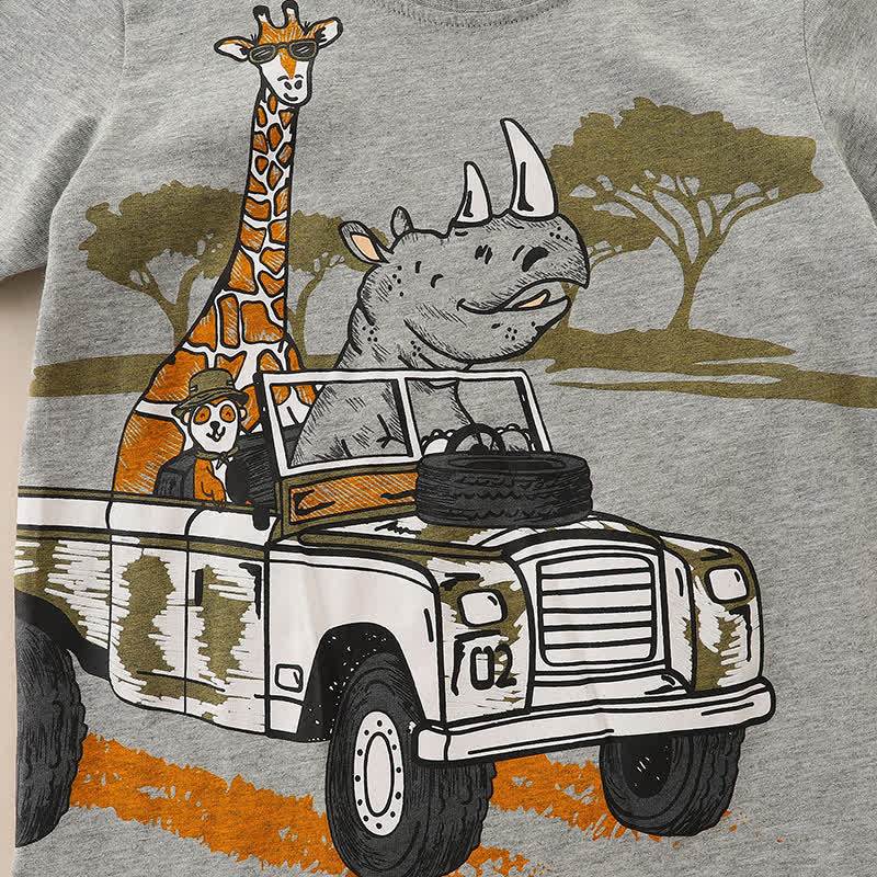 Graues T - Shirt mit Nashorn- und Giraffenmotiv für Kleinkinder - image 5