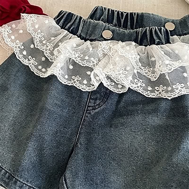 Shorts für Baby , Kleinkind-Mädchen mit Blumen und Denim - image 3