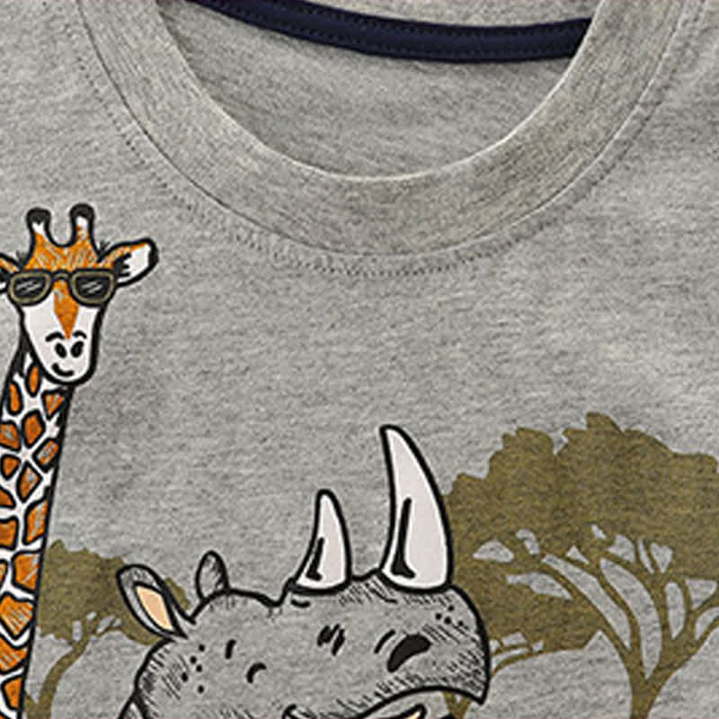 Graues T - Shirt mit Nashorn- und Giraffenmotiv für Kleinkinder - image 4
