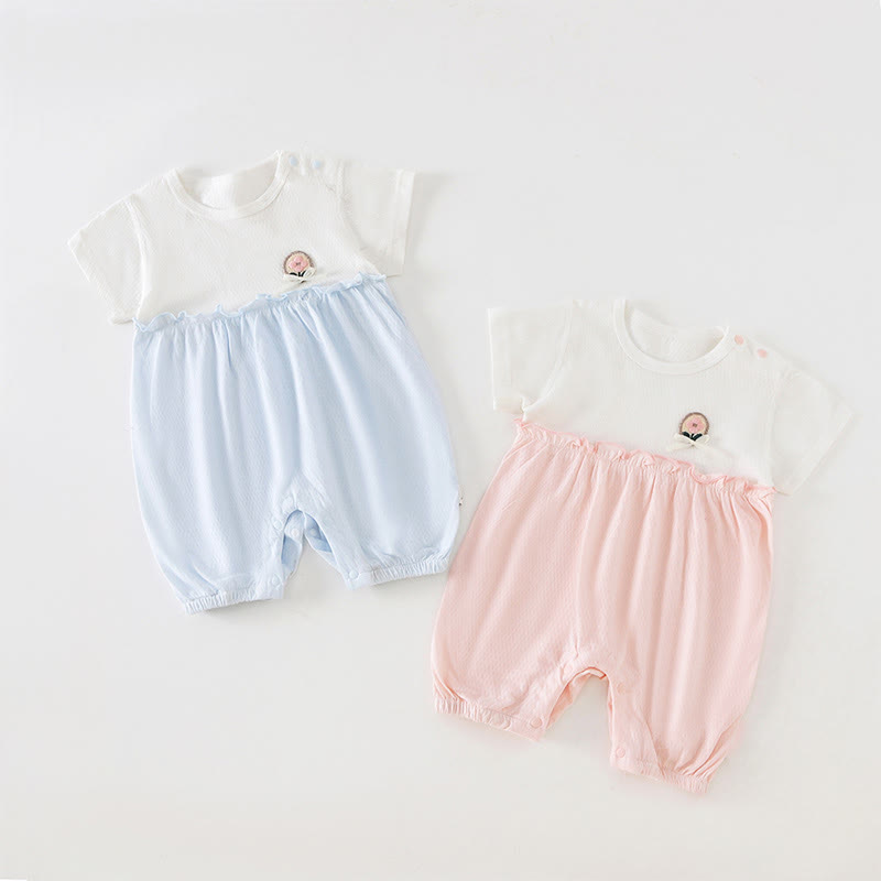 Baby / Blau Blumen Rüschen - Strampler - image 1