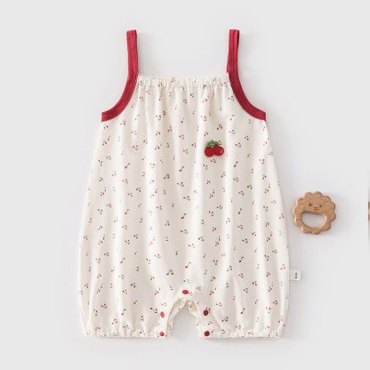 Baby Strampler mit weiß-braunem Muster und Strampler - Weiße Kirsche - 2-3J - image 1