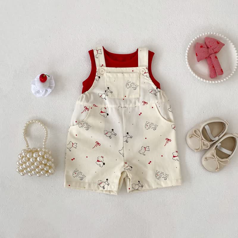 Zweiteiliges Set aus Tanktop und Overalls mit Tier aus Baumwolle für Baby und Mädchen - image 1