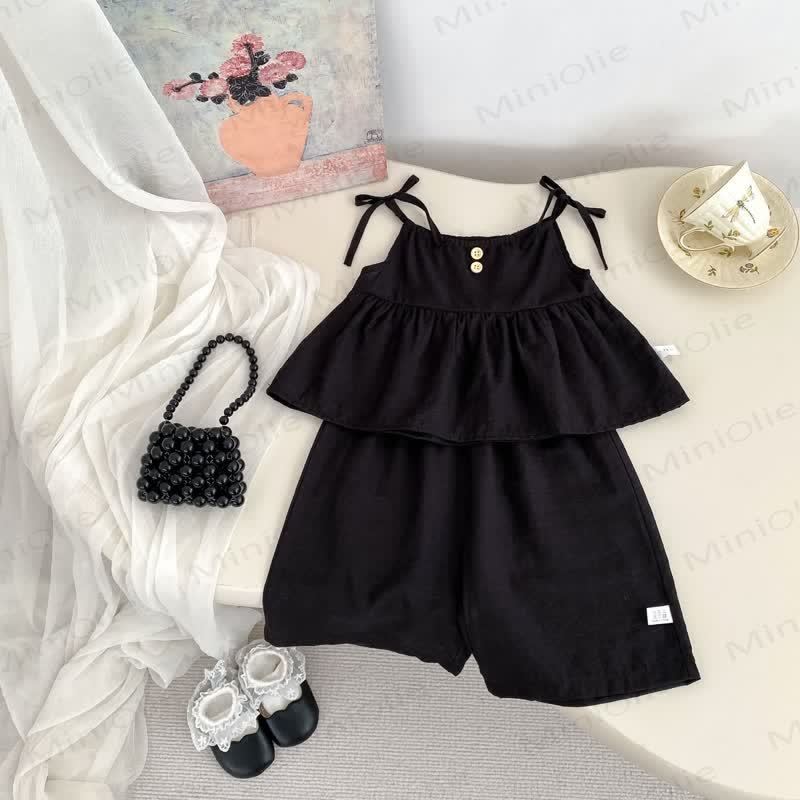 Set aus Tanktop und Schleifen mit Einfarbig für Baby und Kleinkind-Mädchen - Schwarz - 4-5J - image 3