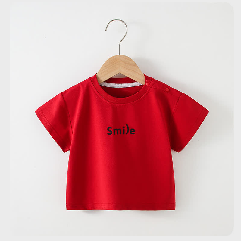 SMILE Kleinkind Baby Rundhals Freizeit-T-Shirt - Rot - 4-5J