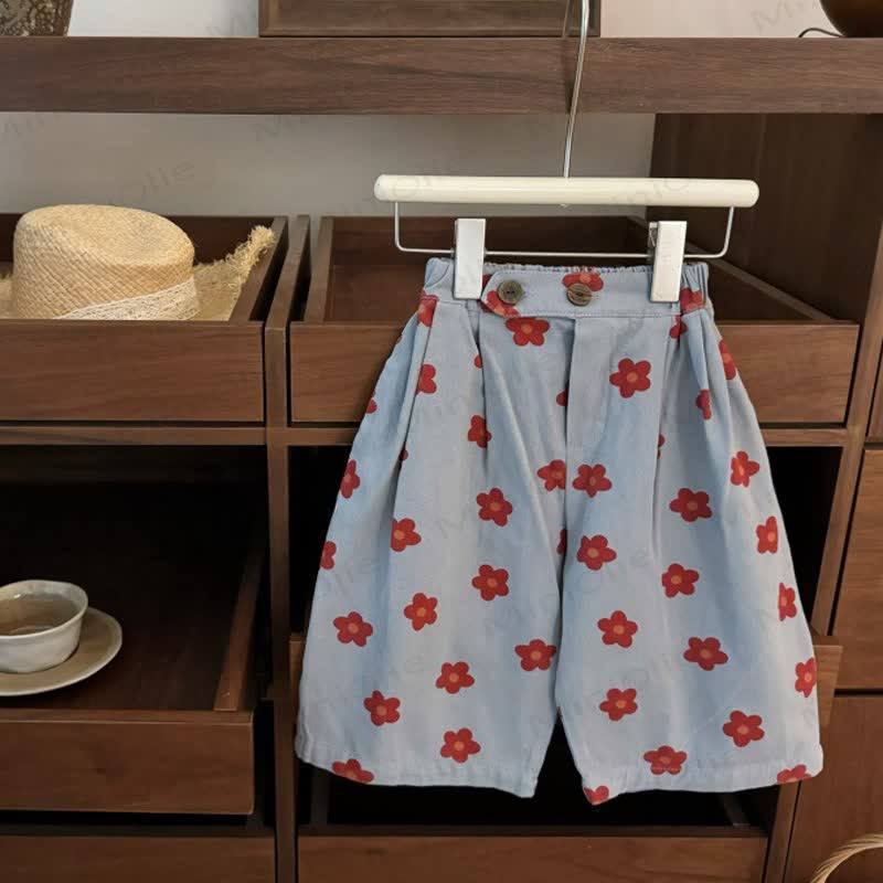 Häkelstrick Set mit Stricken: Blumen und Hose für Kleinkind-Mädchen - Blau - 6-7J - image 3