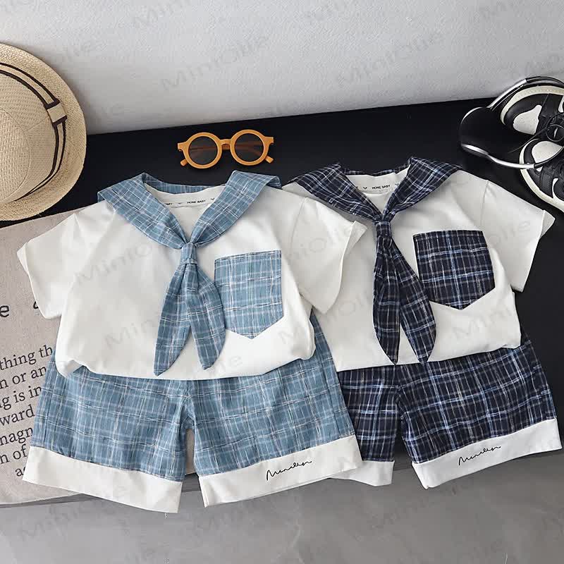Set aus kariertem Plaid - T-Stück und Shorts für Kleinkind-Jungen) - image 1
