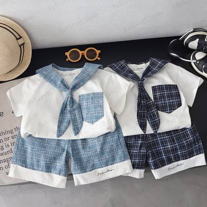 Set aus kariertem Plaid - T-Stück und Shorts für Kleinkind-Jungen) - image 1