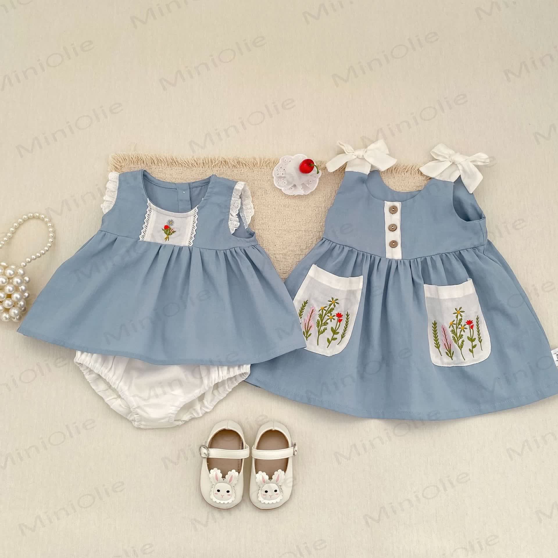 Baby Set aus Blumen Tanktop und Shorts oder Kleid - image 1