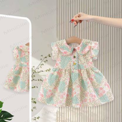 Blumen Kleid mit Blumenmuster für Baby und Mädchen - Grün - 3-4J - image 1