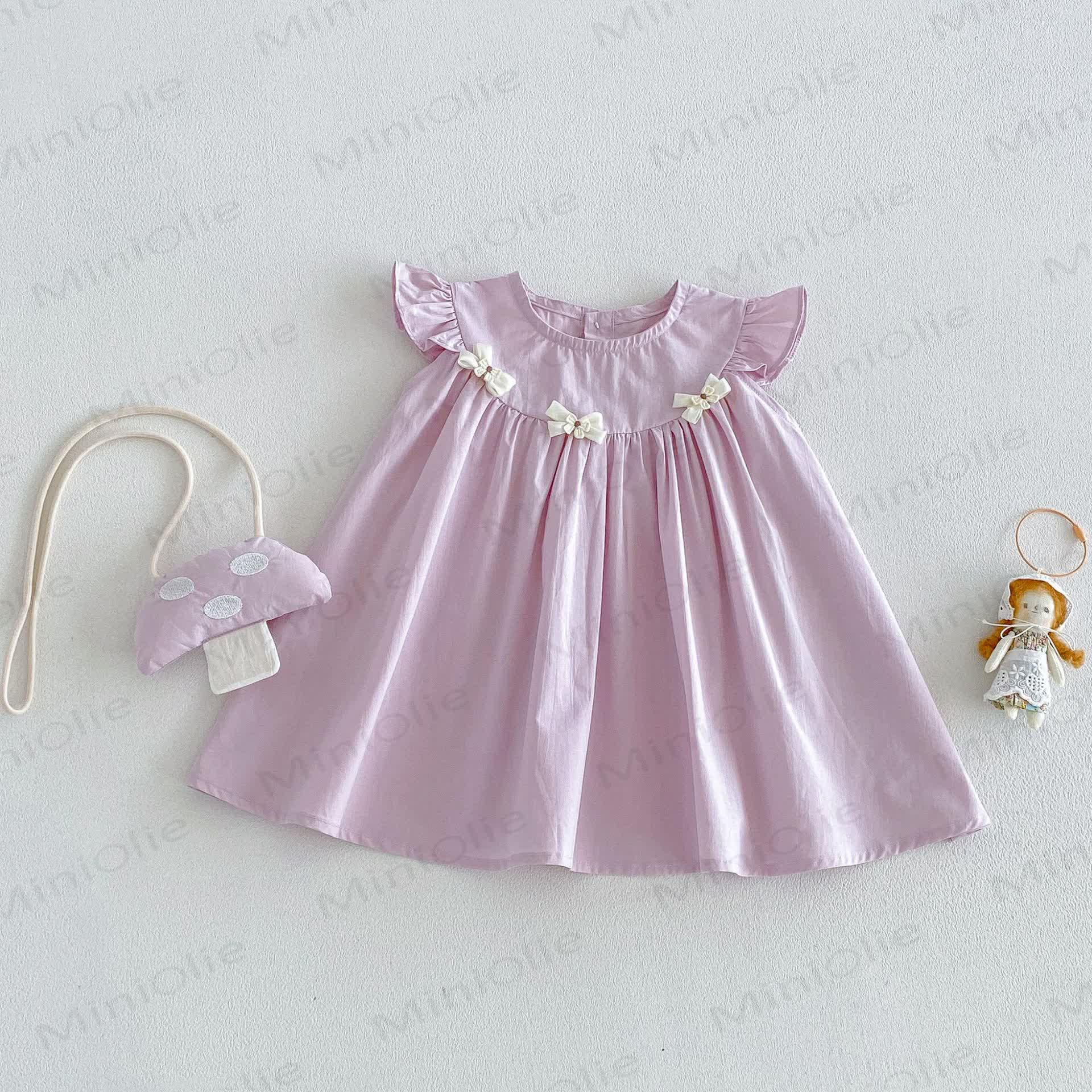 Ärmelloses Schleife für Baby und Mädchen mit Schleife , Einfarbig - Lila - 4-5J - image 2