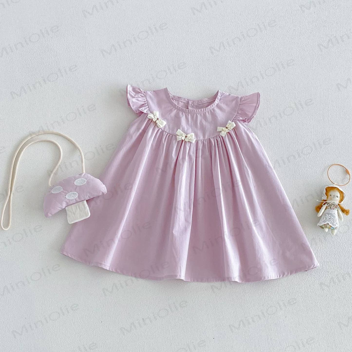 Ärmelloses Schleife für Baby und Mädchen mit Schleife , Einfarbig - Lila - 4-5J - image 2