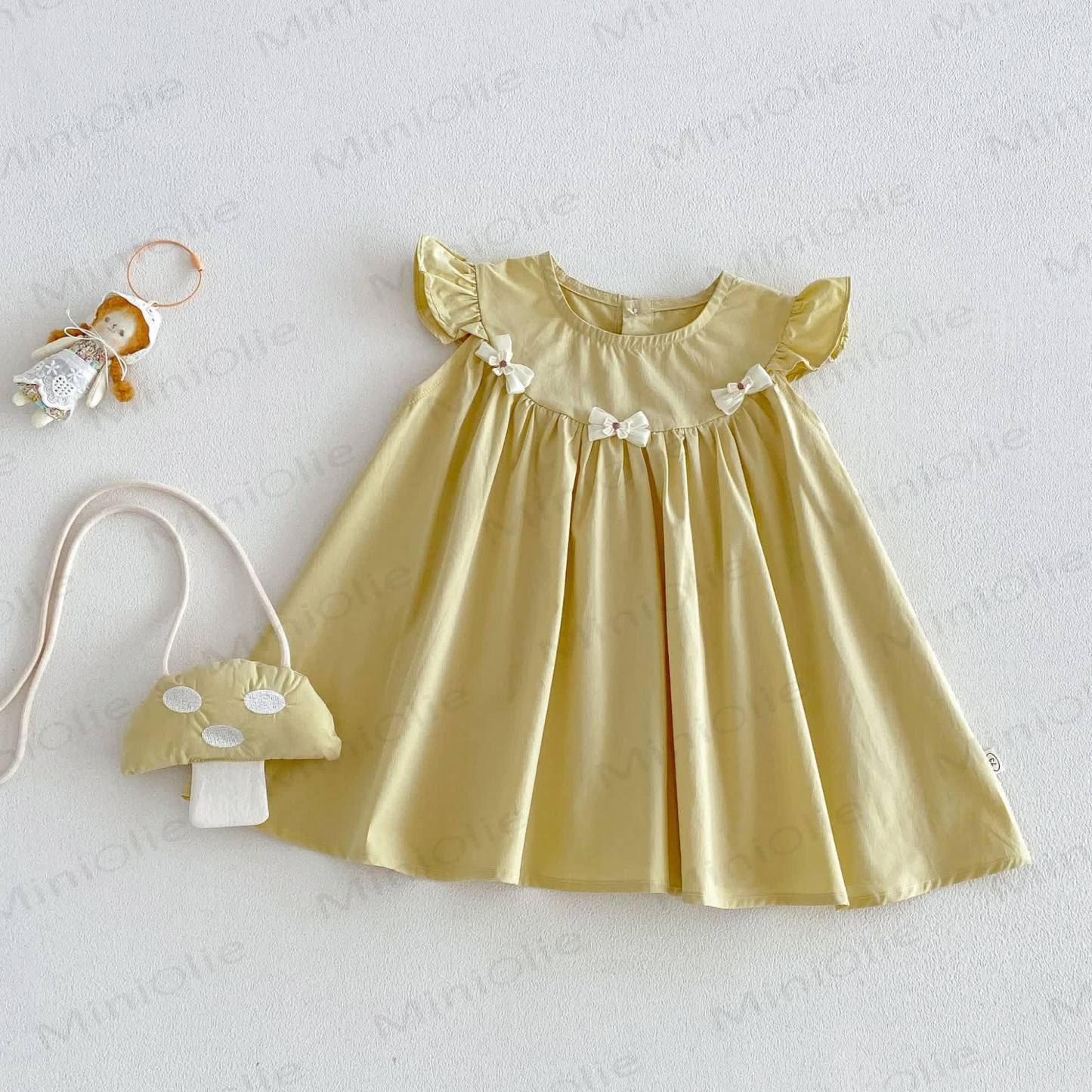 Ärmelloses Schleife für Baby und Mädchen mit Schleife , Einfarbig - Gelb - 4-5J - image 3