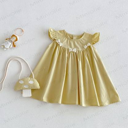 Ärmelloses Schleife für Baby und Mädchen mit Schleife , Einfarbig - Gelb - 4-5J - image 3