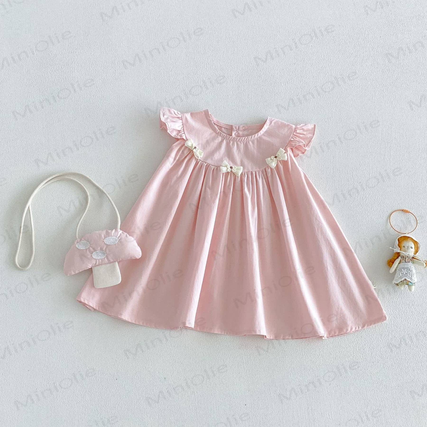 Ärmelloses Schleife für Baby und Mädchen mit Schleife , Einfarbig - Rosa - 4-5J - image 4
