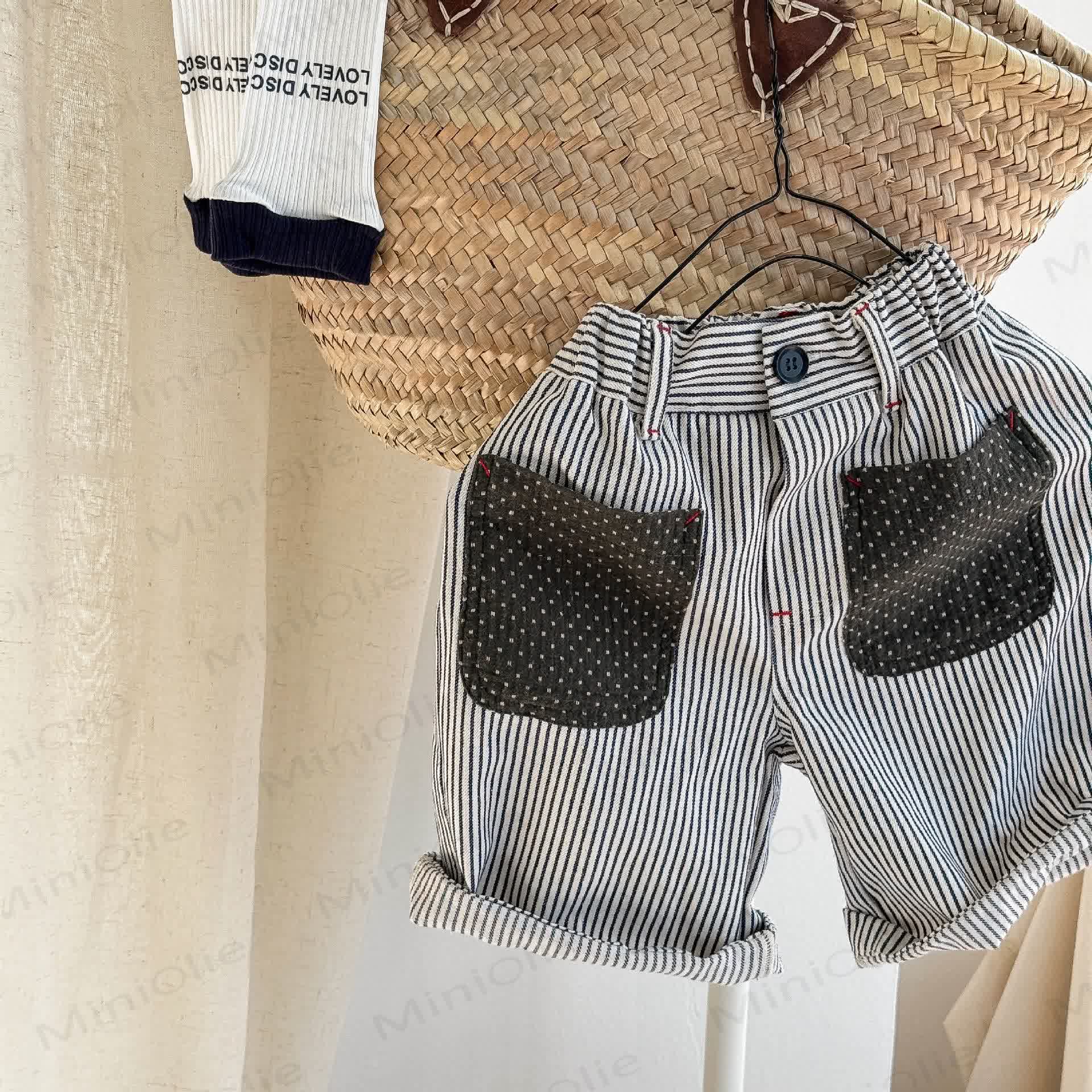 Streifen Shorts mit Punktmuster für Kleinkind - Beige - 6-7J - image 2